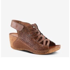 Spring Step Inocencia brown leather wedge sandal 41 / 9.5-10